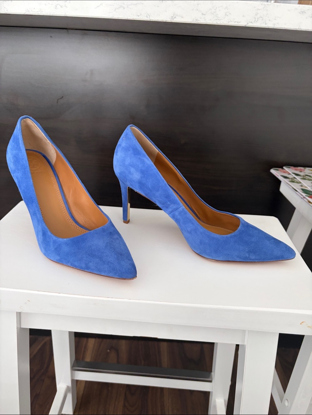 Tory Burch Cobalt Blue Suede Pointed-Toe Stilettos